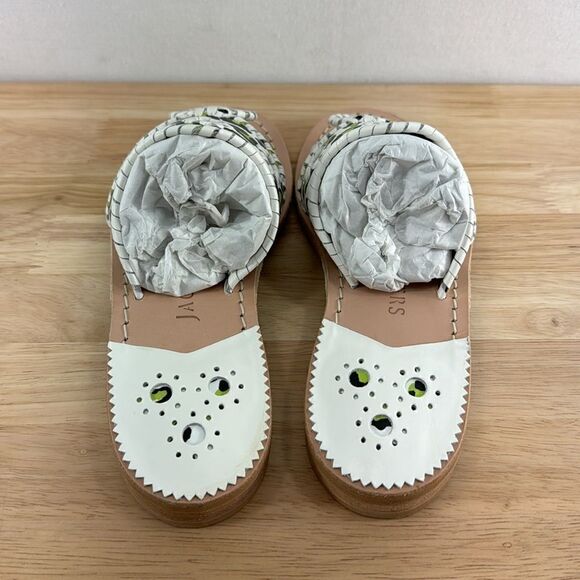 Jack Rogers Jacks Flat Sandals- Neon Green Leopard- Size 5- NIB - Picture 3 of 5